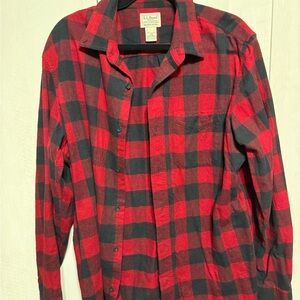 L.L. Bean Men's Red and Black Checkered Shirt